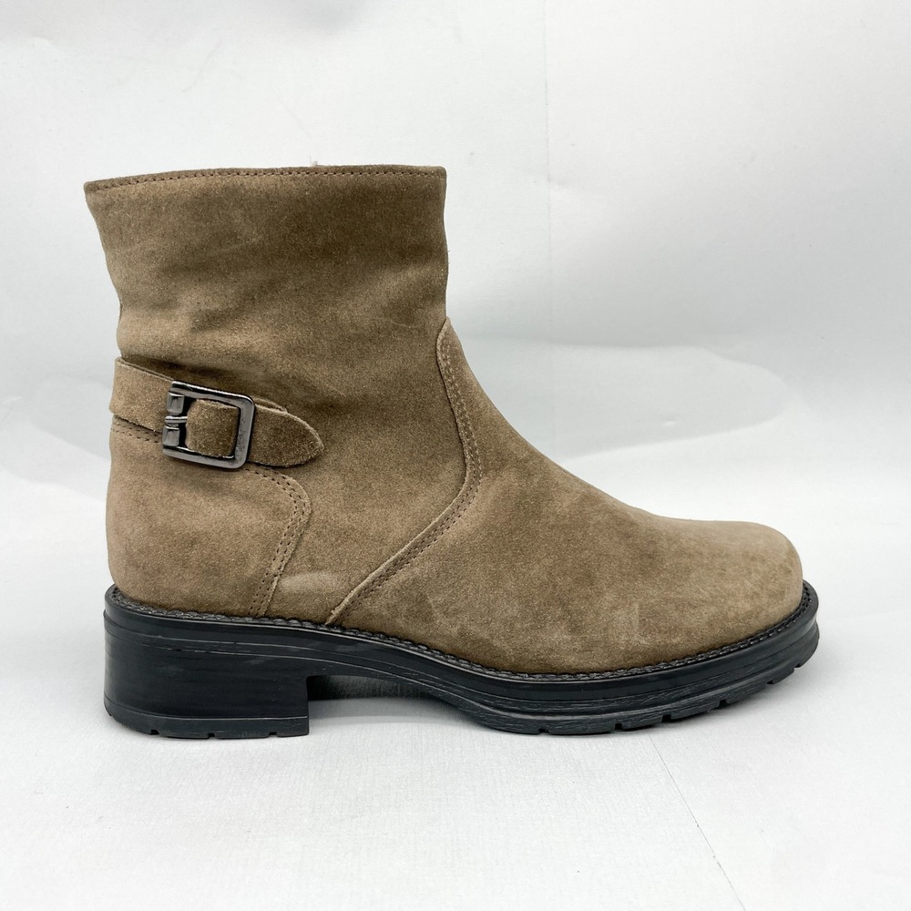 La Canadienne Women 6 M Gavan Boots Brown Suede Waterproof Bootie Buckle Moto